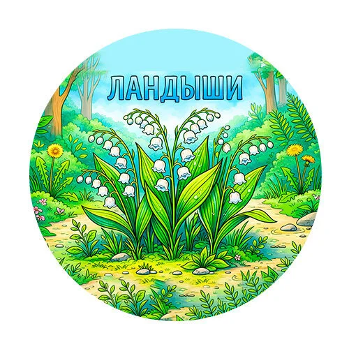 Цветной пример раскраски ландыши в лесу