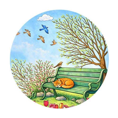 Цветной вариант раскраски парк и верба