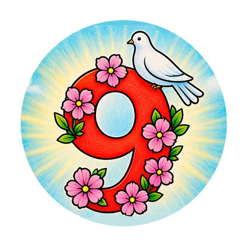 Цветной пример раскраски 9 мая голубь мира
