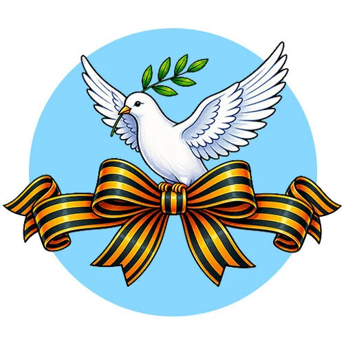 Цветной пример раскраски георгиевская ленточка и голубь мира на 9 мая