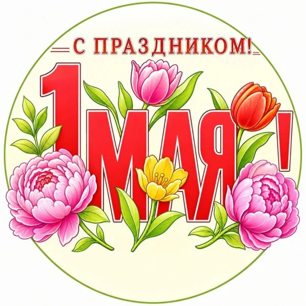 Цветной вариант раскраски 1 мая первый день весны