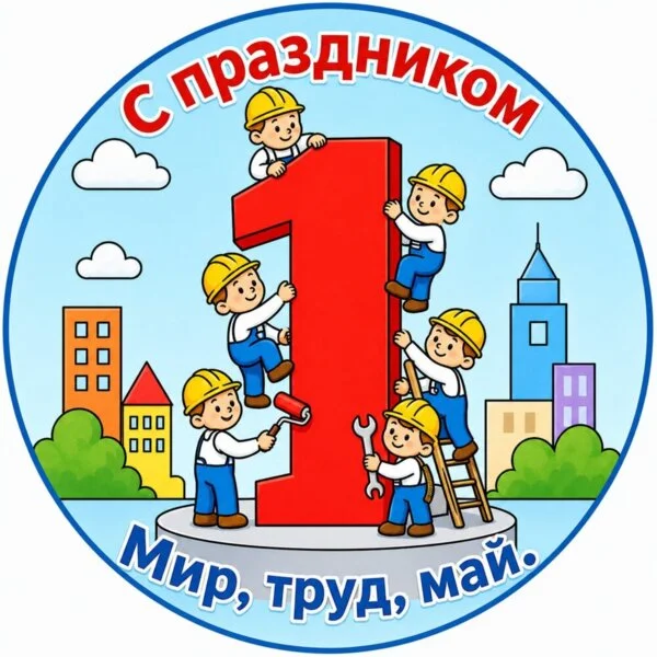 Цветной вариант раскраски день труда 1 мая