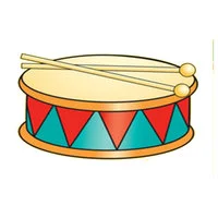 Цветной вариант раскраски барабан музыкальный инструмент