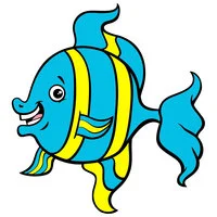 Цветной вариант раскраски рыбка морская