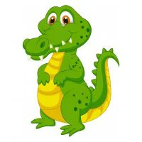 Цветной вариант раскраски зеленый крокодил