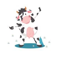 Цветной пример раскраски танцующая корова