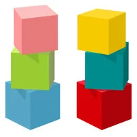 Цветной пример раскраски кубики игрушки