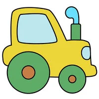Цветной вариант раскраски игрушечный трактор для мальчиков
