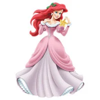 Цветной пример раскраски принцесса ариэль в платье на балу