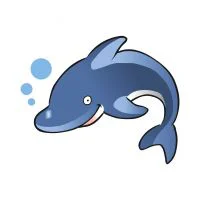 Цветной пример раскраски дельфин  пускает пузыри