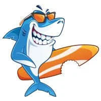 Цветной вариант раскраски крутая акула в очках