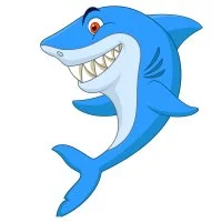 Цветной вариант раскраски улыбающаяся акула