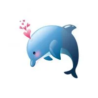 Цветной пример раскраски дельфин милый с сердечками