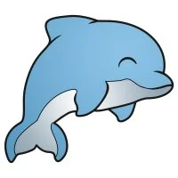 Цветной вариант раскраски красавец дельфин