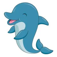 Цветной пример раскраски милашка морской дельфин