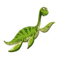 Цветной вариант раскраски плавающий водный динозавр