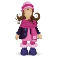 Цветной вариант раскраски текстильная кукла тильда в зимней одежде