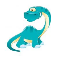 Цветной вариант раскраски мультяшный динозавр