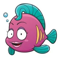 Цветной вариант раскраски рыбка милая девочка