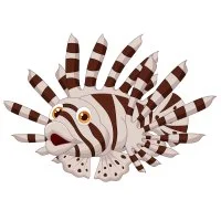 Цветной вариант раскраски морская крылатка рыба