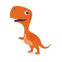 Цветной вариант раскраски забавный динозавр