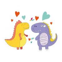 Цветной вариант раскраски влюбленная парочка динозавров