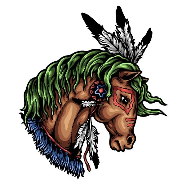 Цветной вариант раскраски красивая голова лошади