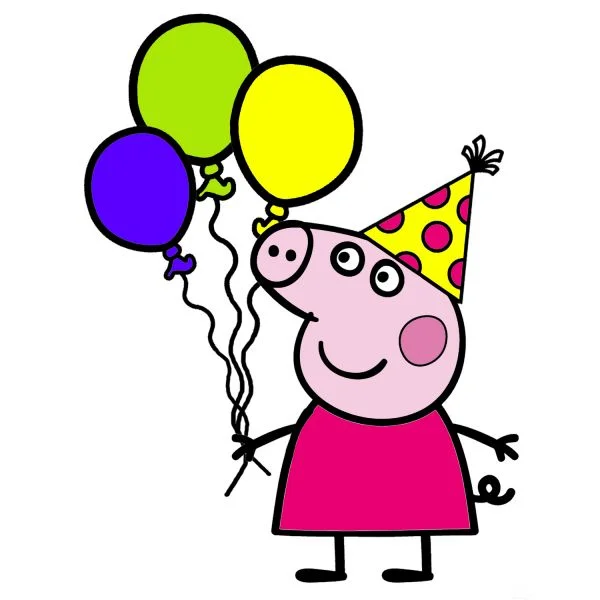 Цветной вариант раскраски с шариками на день рождения