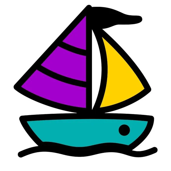 Цветной пример раскраски кораблик
