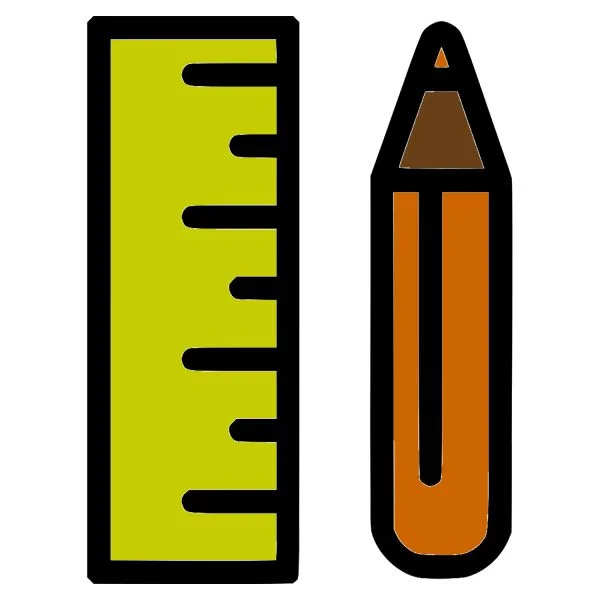 Цветной пример раскраски карандаш и линейка