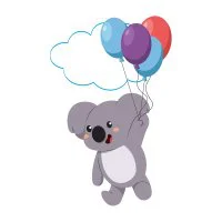 Цветной вариант раскраски коала на воздушном шарике