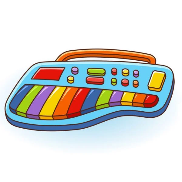 Цветной пример раскраски игрушечное пианино