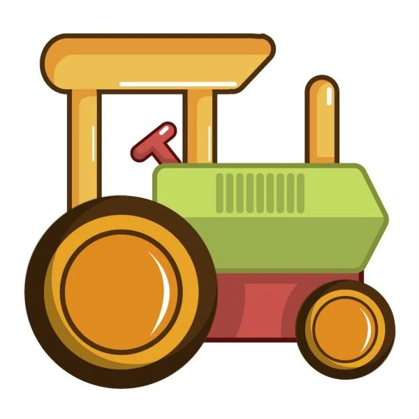 Цветной вариант раскраски трактор игрушечный