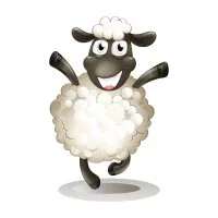 Цветной вариант раскраски счастливая овечка