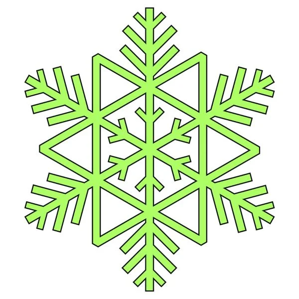 Цветной пример раскраски шестиконечная снежинка