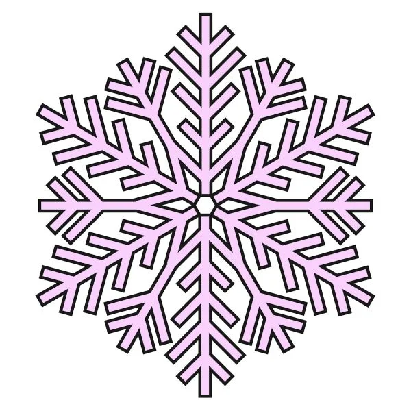 Цветной вариант раскраски сложная форма снежинка