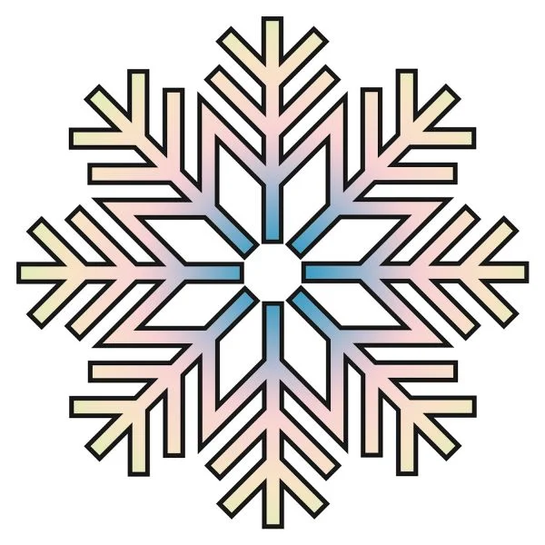 Цветной пример раскраски много иголочек снежинка