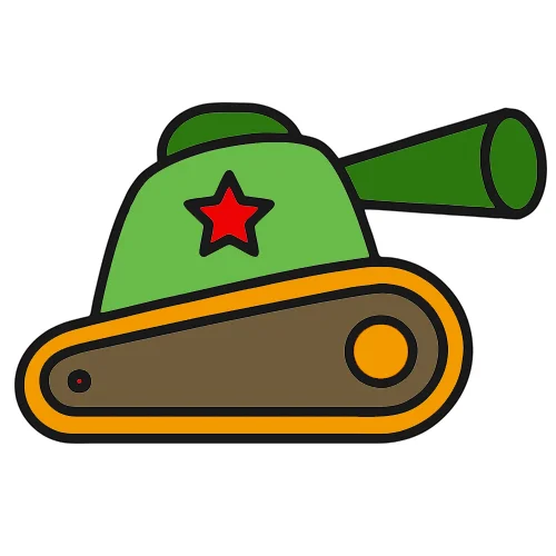 Цветной вариант раскраски игрушечный танк советской армии
