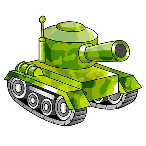 Цветной вариант раскраски игрушечная моделька танка