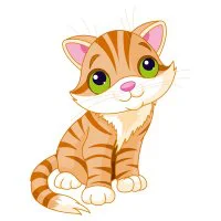 Цветной вариант раскраски полосатый котенок
