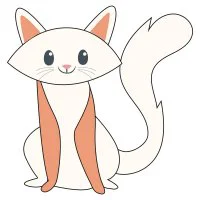 Цветной вариант раскраски кот с пушистым хвостом