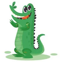 Цветной вариант раскраски крокодил улыбается