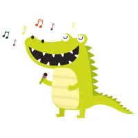 Цветной вариант раскраски крокодил музыкант