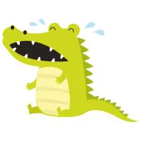 Цветной вариант раскраски крокодил плачет