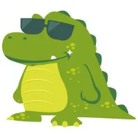Цветной вариант раскраски крокодил крутой в очках
