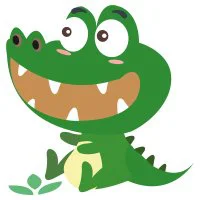 Цветной вариант раскраски крокодил малыш