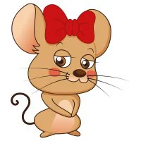 Цветной пример раскраски мышка девочка с бантиком