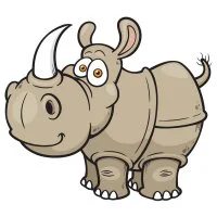 Цветной вариант раскраски носорог