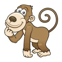 Цветной вариант раскраски смешная обезьянка