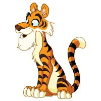 Цветной пример раскраски мультяшный тигр